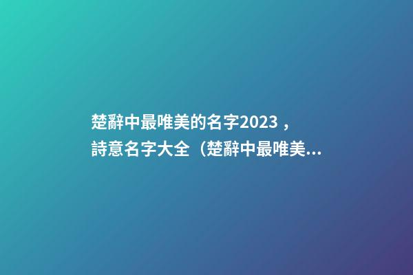 楚辭中最唯美的名字2023，詩意名字大全（楚辭中最唯美的名字2023,詩意名字大全女）
